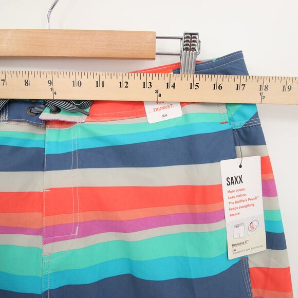 SAXX Swim Trunks Board Shorts Betawave Multicolor Striped Quick Dry Size 34 NWT - Picture 4 of 13